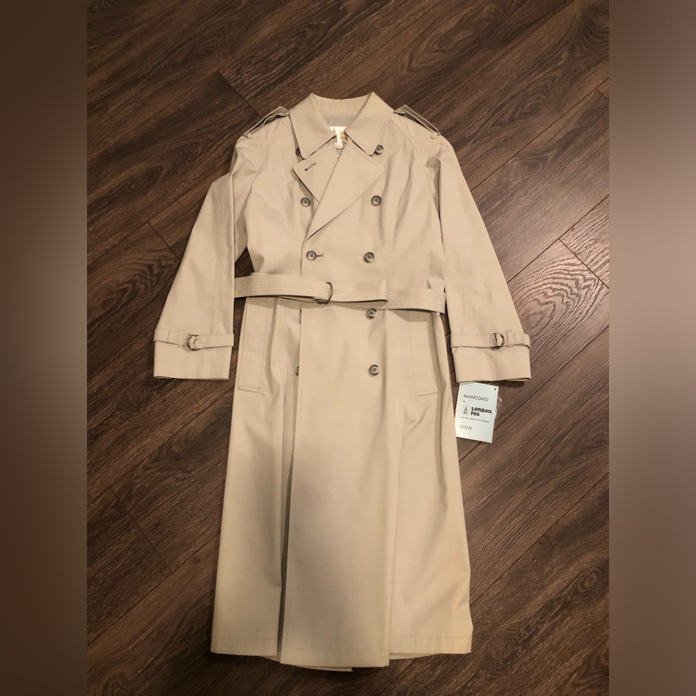 NWT Vintage London Fog Maincoats Double Breasted Trench Coat Women’s 6 Beige